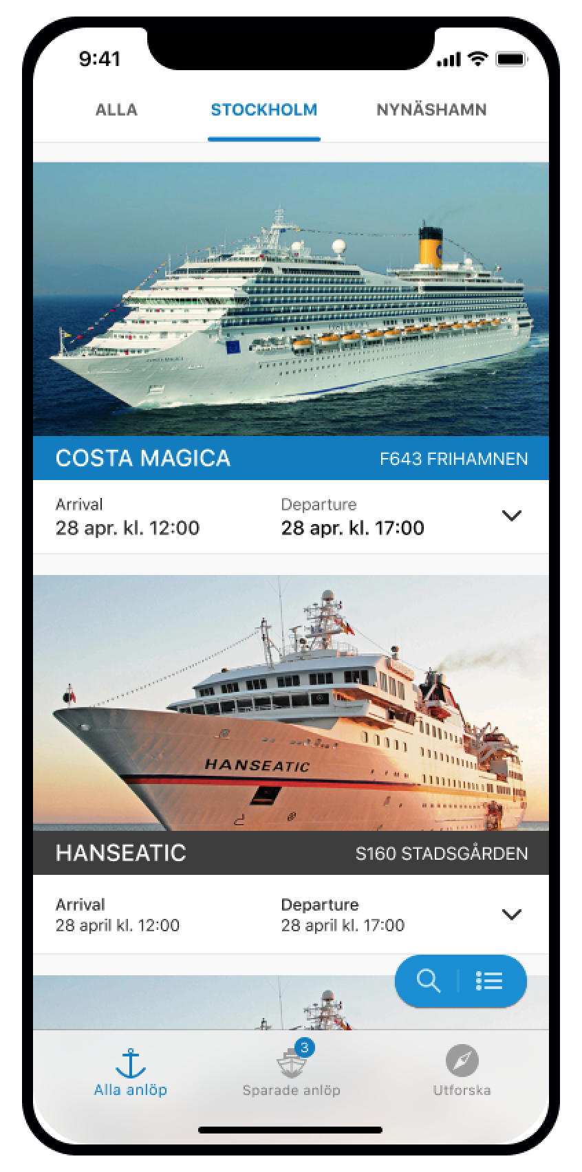 Stockholms hamnar alla kryssningar iphone